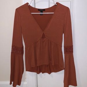 Forever 21 lace bell sleeve long sleeve top